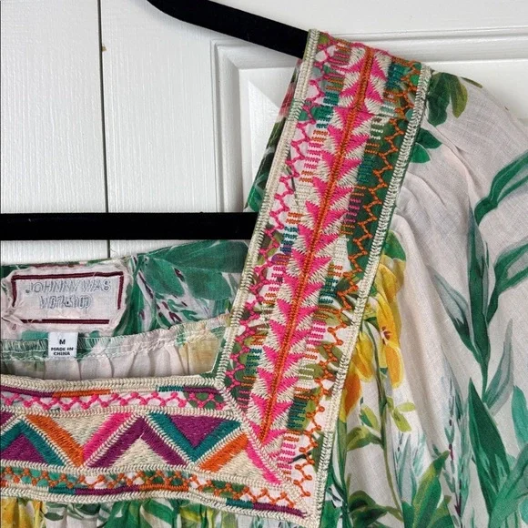 Johnny Was Workshop Pula Embroidered Square Neck Top - Size M - Picture 5 of 8